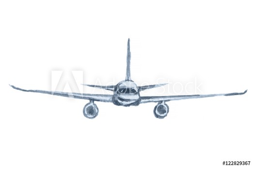 Picture of Isolated watercolor plane on white background Concept of vacation business trip and more